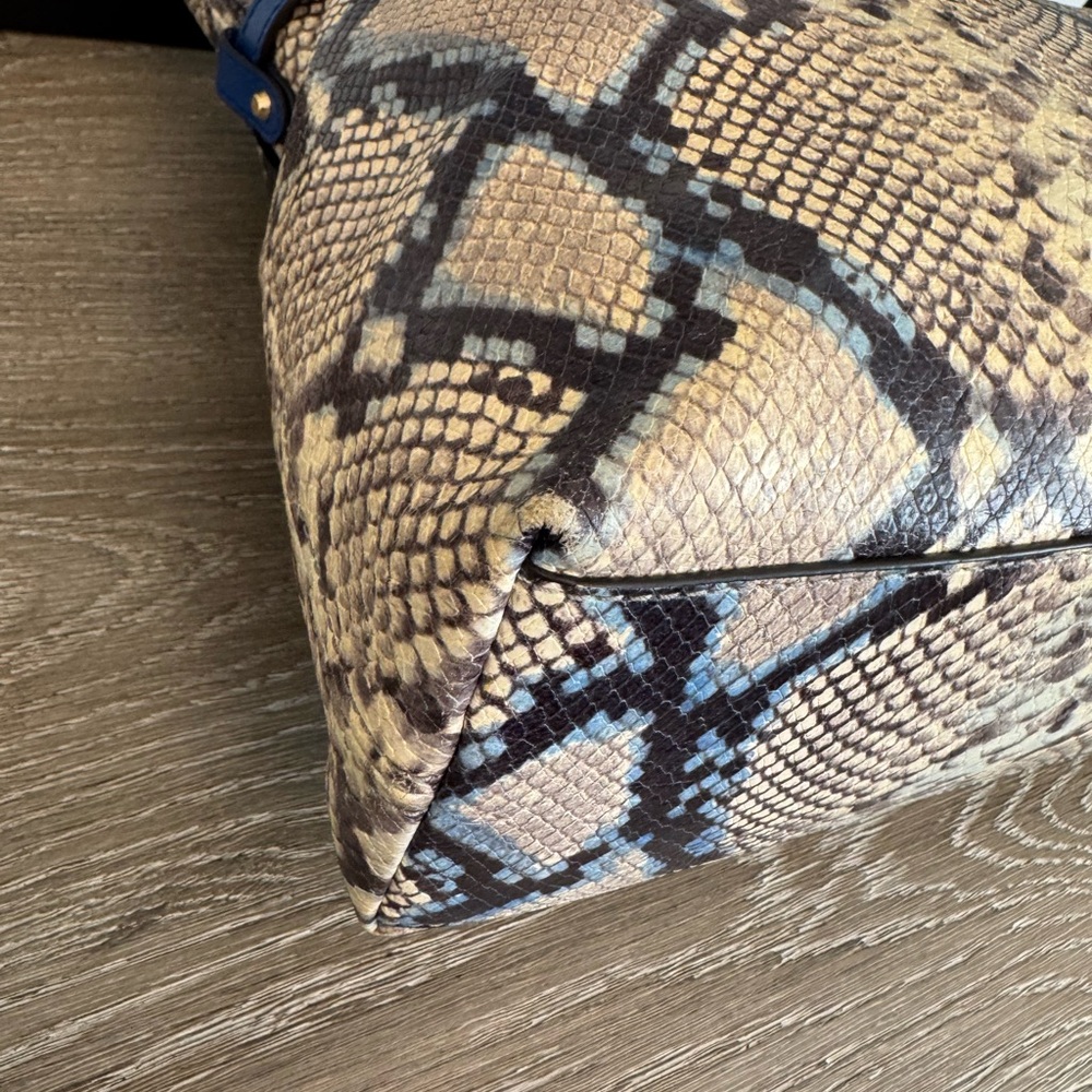 Michael Kors Snake Print Tote in Blue and Tan - Picture 11 of 13